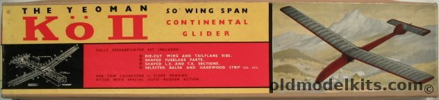 A A Hales Ltd The Yeoman Ko II 50 inch Wingspan Continental Glider for Tow or Slope Soaring plastic model kit
